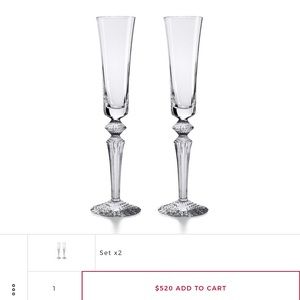 Baccarat Mille Nuits flutissism crystal champagne flutes.
